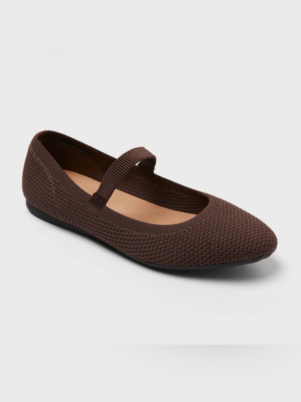 a new day 8 Brown Knit Mary Jane Flats